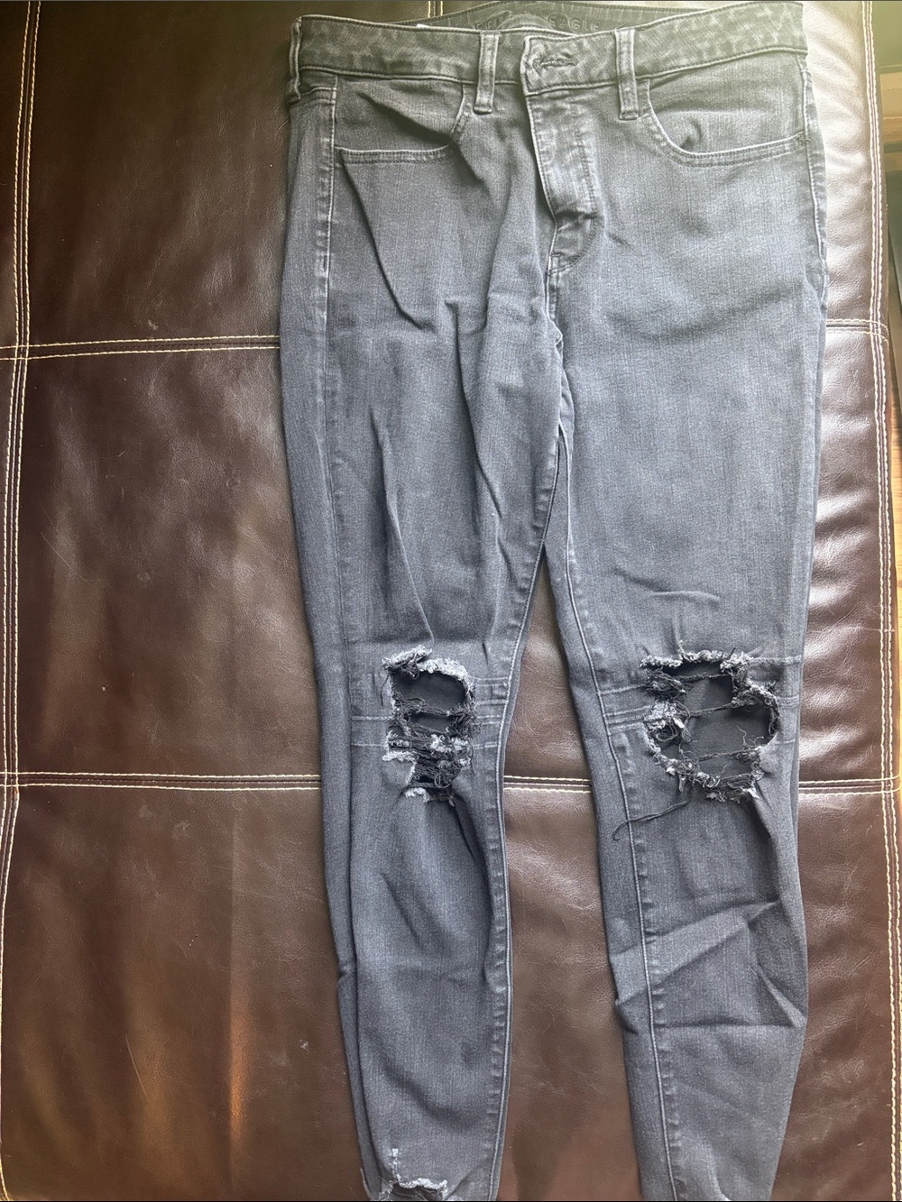 American Eagle Outfitters Black Distressed Skinny Jeans